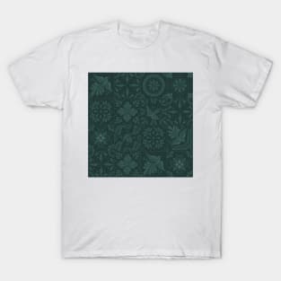 Mexican Deep Turquoise Talavera Tile Pattern by Akbaly T-Shirt